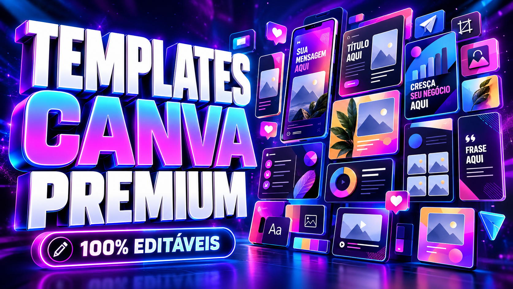 Templates Canva Premium Editáveis | Posts, Stories e Destaques