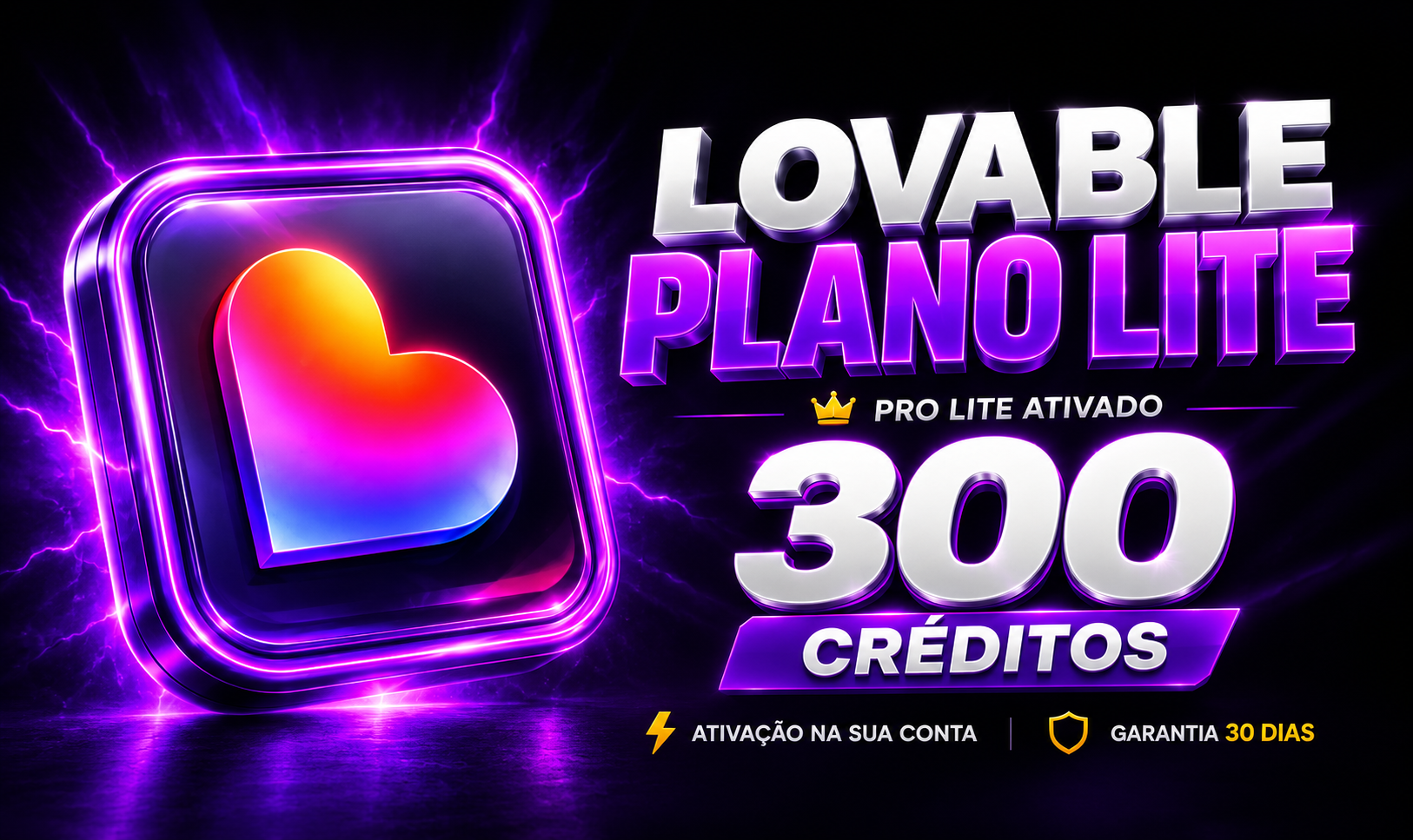 LOVABLE 300 Créditos + PRO LITE - RECARGA NA SUA CONTA!