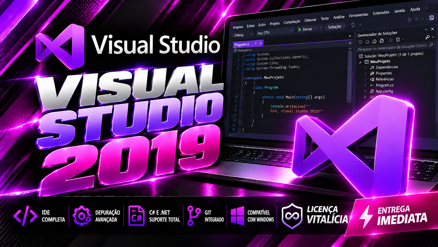 Visual Studio 2019 - Chave Vitalícia (1 PC)