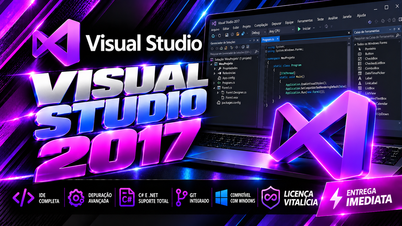Visual Studio 2017 - Chave Vitalícia (1 PC)