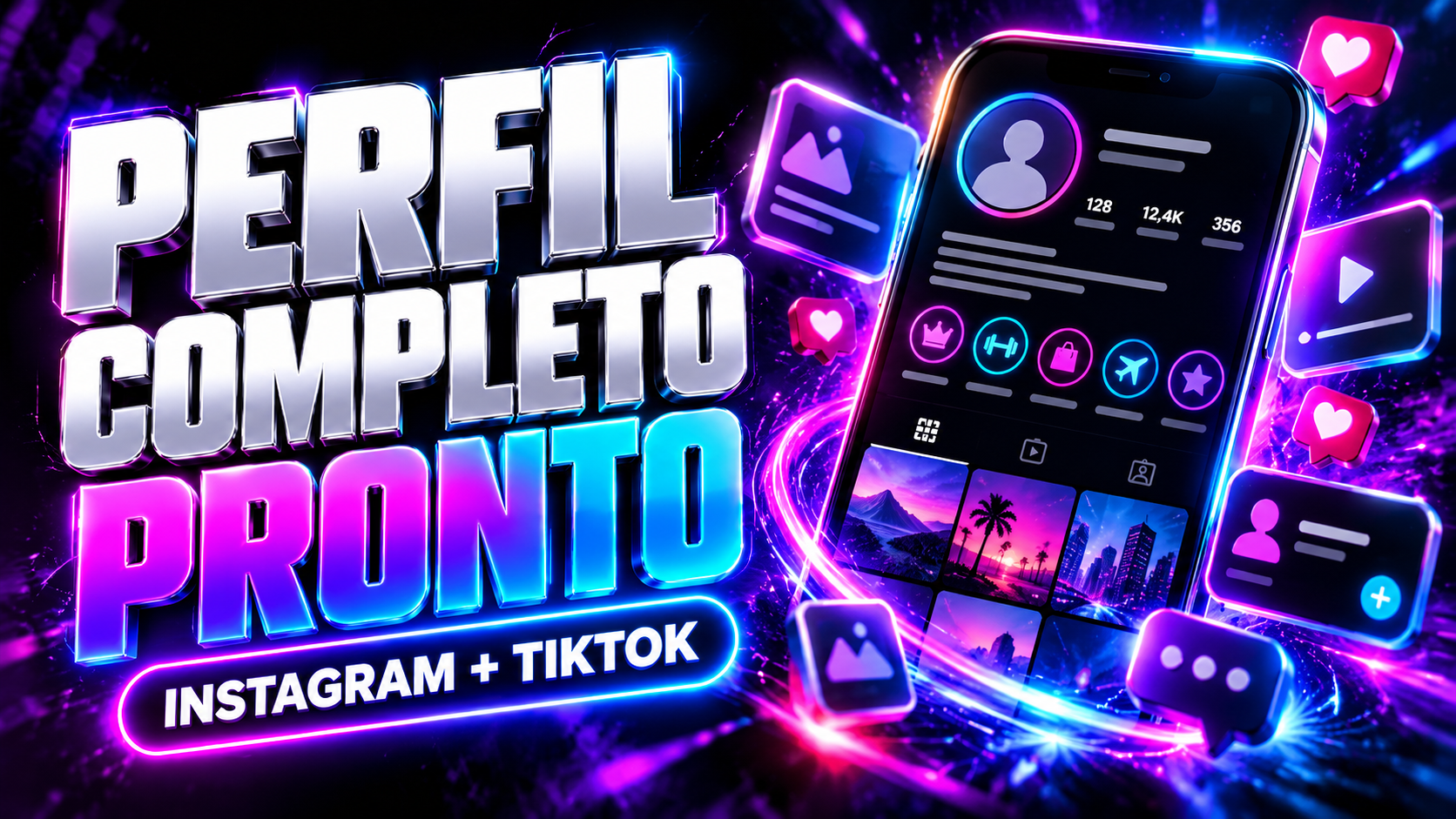 Perfil Completo Pronto | Instagram + TikTok (Bio, Destaques e Modelos)