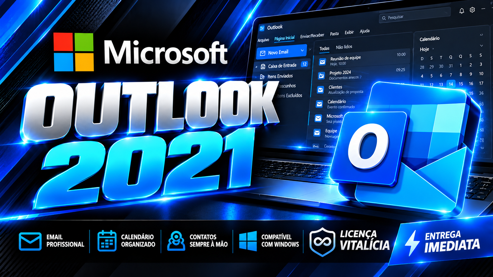 Outlook 2021 - Chave Vitalícia (1 PC)