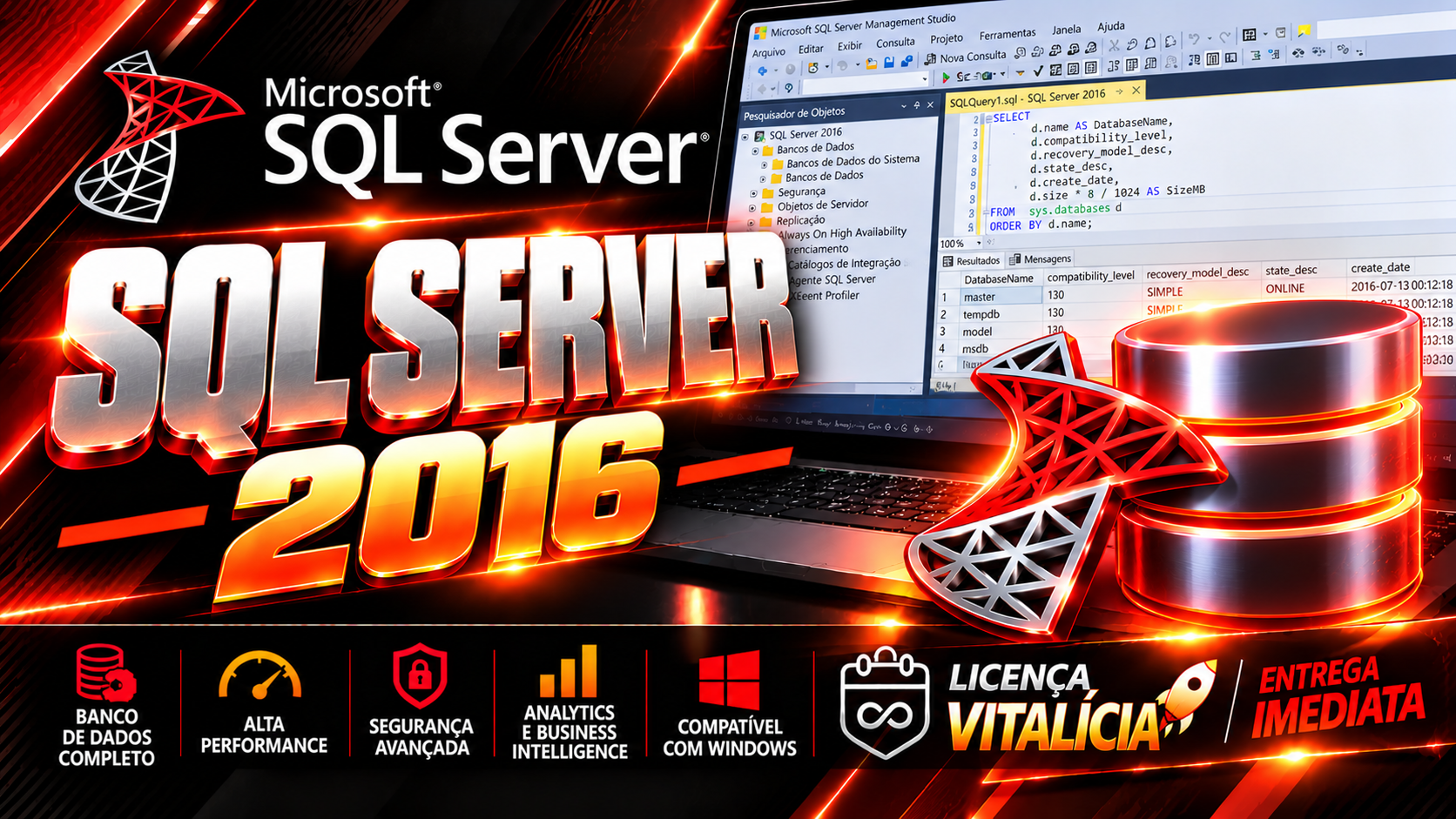 SQL Server 2016 - Chave Vitalícia (1 PC)