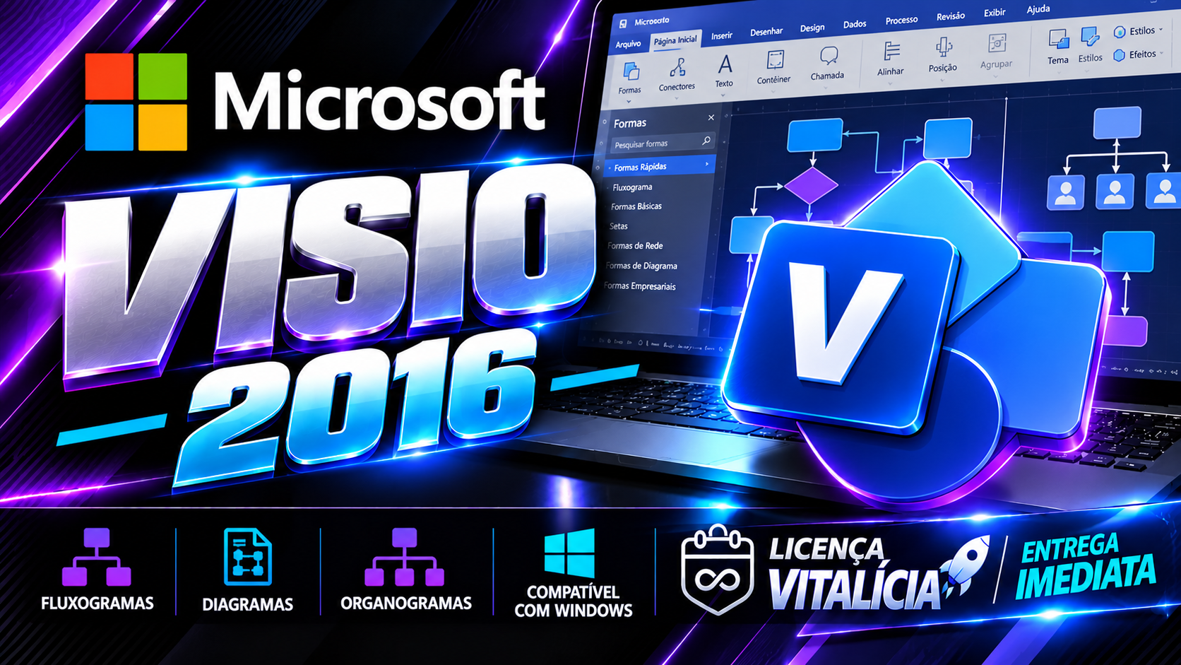 Visio 2016 - Chave Vitalícia (1 PC)