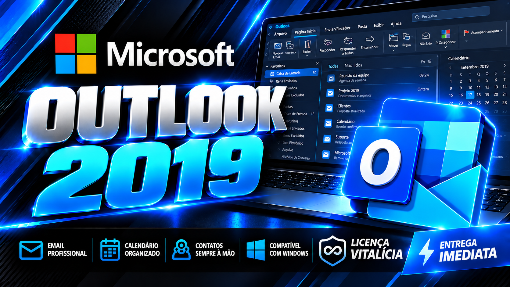 Outlook 2019 - Chave Vitalícia (1 PC)