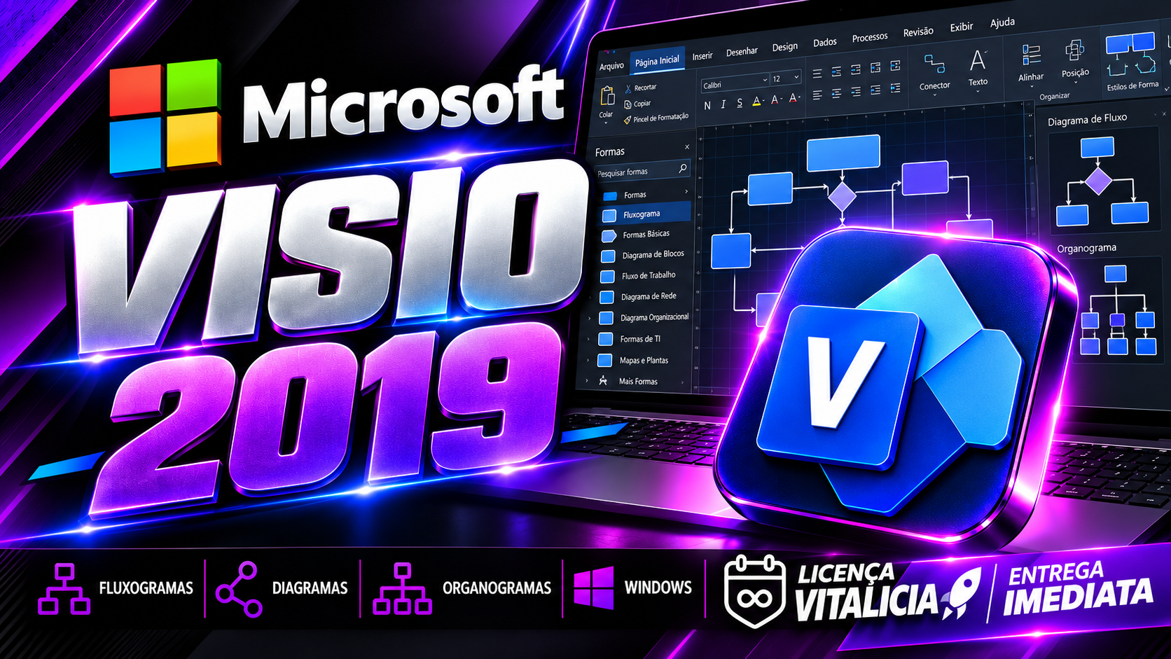 Visio 2019 - Chave Vitalícia (1 PC)