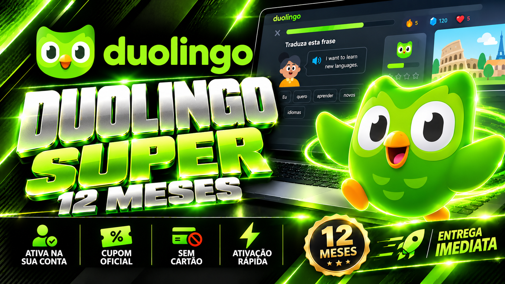 Duolingo Super 12 Meses - Ativa na Sua Conta