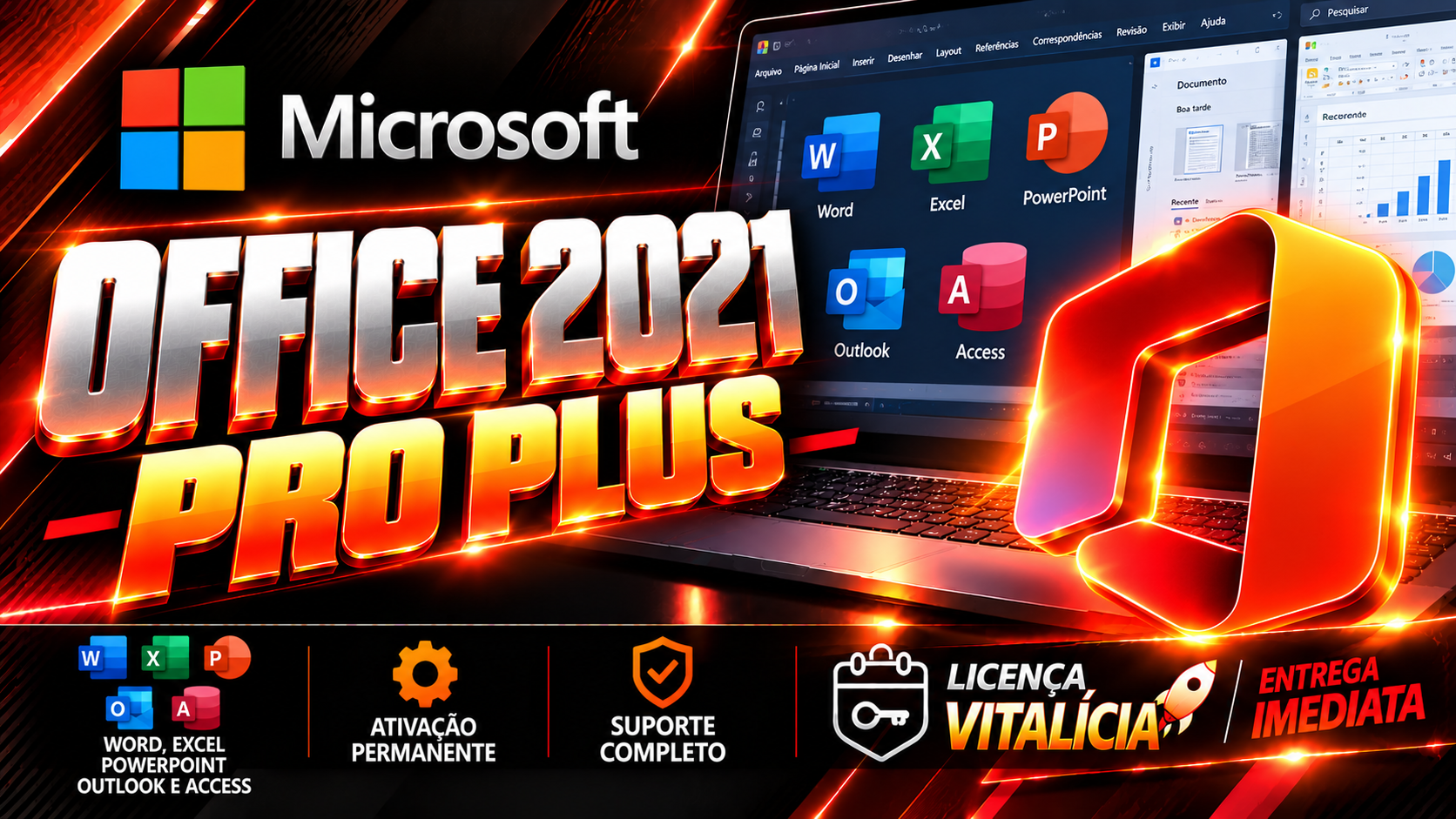 Office 2021 Pro Plus - Chave Vitalícia (1 PC)