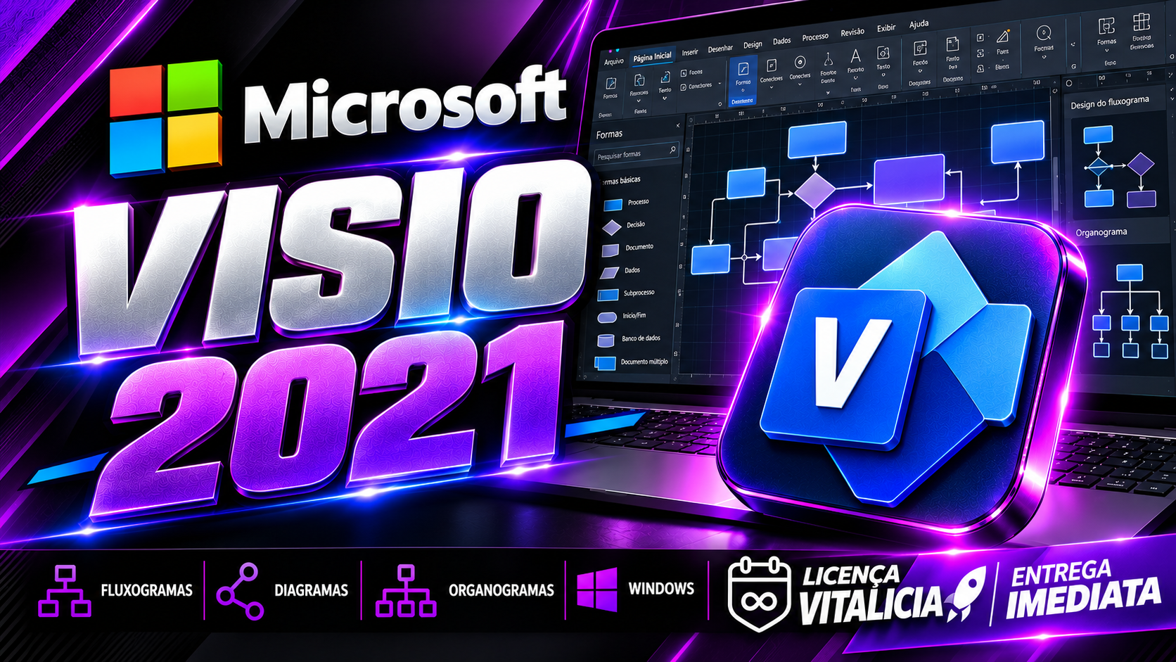 Visio 2021 - Chave Vitalícia (1 PC)