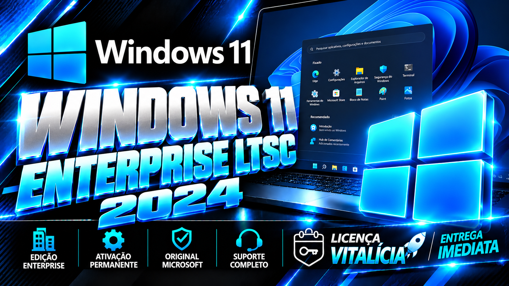 Windows 11 Enterprise LTSC 2024 - Chave Vitalícia (1 PC)